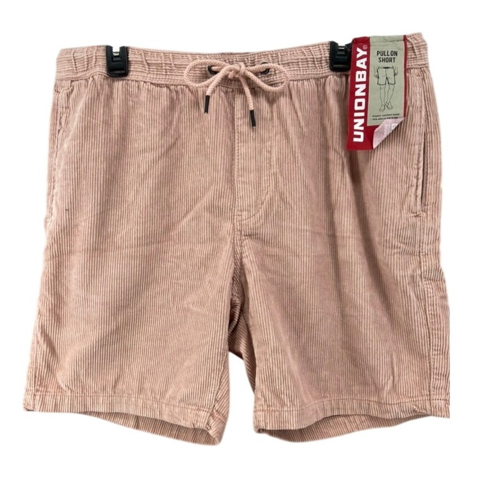 NWT‎ Unionbay Shorts Mens Sz XL Pull On Corduroy Elastic Waistband Pink Casual